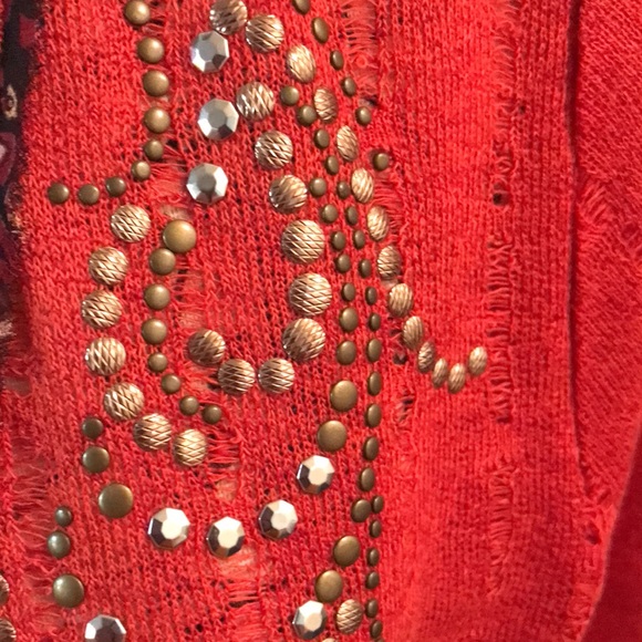 Miss Me Rust Embellished Boho High Low Cardigan - Picture 3 of 12